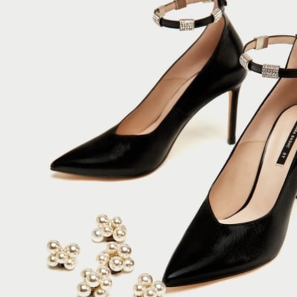 LAST ONE Zara leather heels w/ removable pearls - Picture 5 of 8